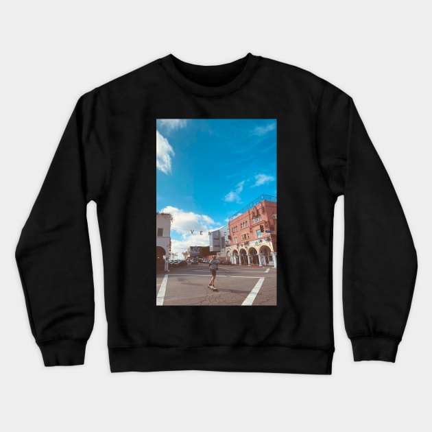 Photograph of skateboarder in Venice, Los Angeles, United States Crewneck Sweatshirt by keeplooping